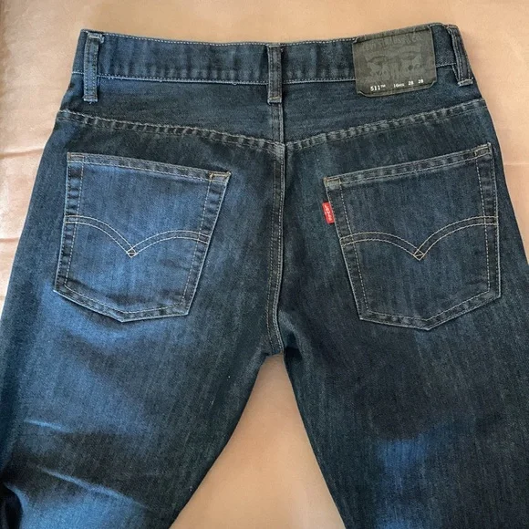 LEVI’S. 511 Slim five pocket blue denim Jeans. 16R. L28XW28. Unisex. - Picture 7 of 16